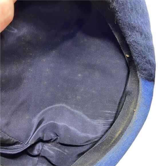Pillbox Hat Vintage 50s B Forman Sons Womens Blue Fitted Beaded Chic Size 6-5/8 main image 8